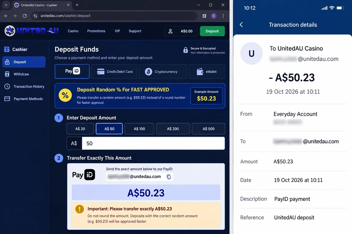 unitedau payid deposit